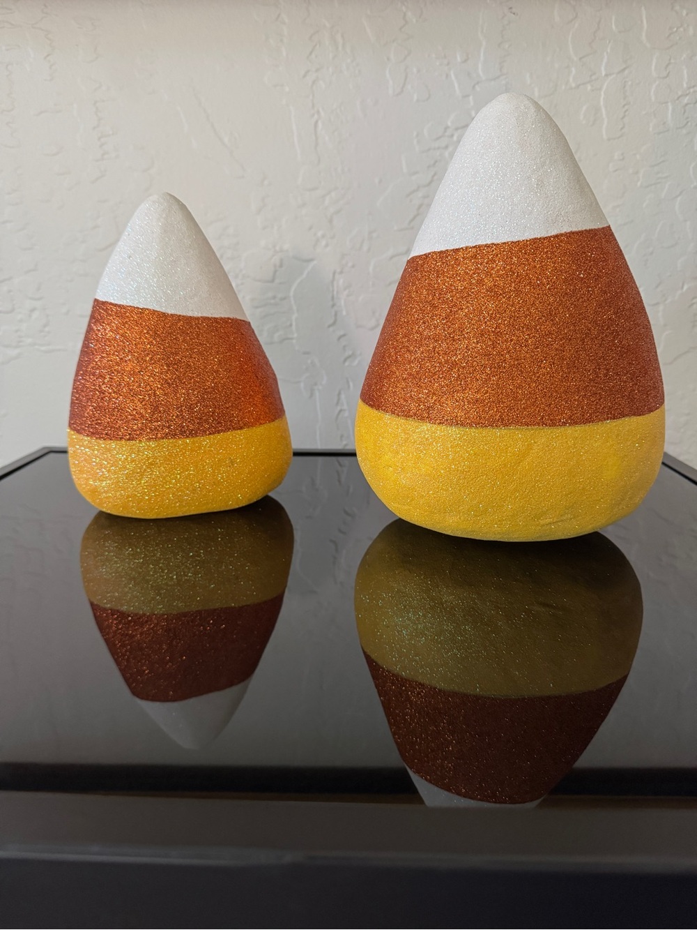 Pier 1 Glitter Candy Corn Pair in White, Orange & Yellow